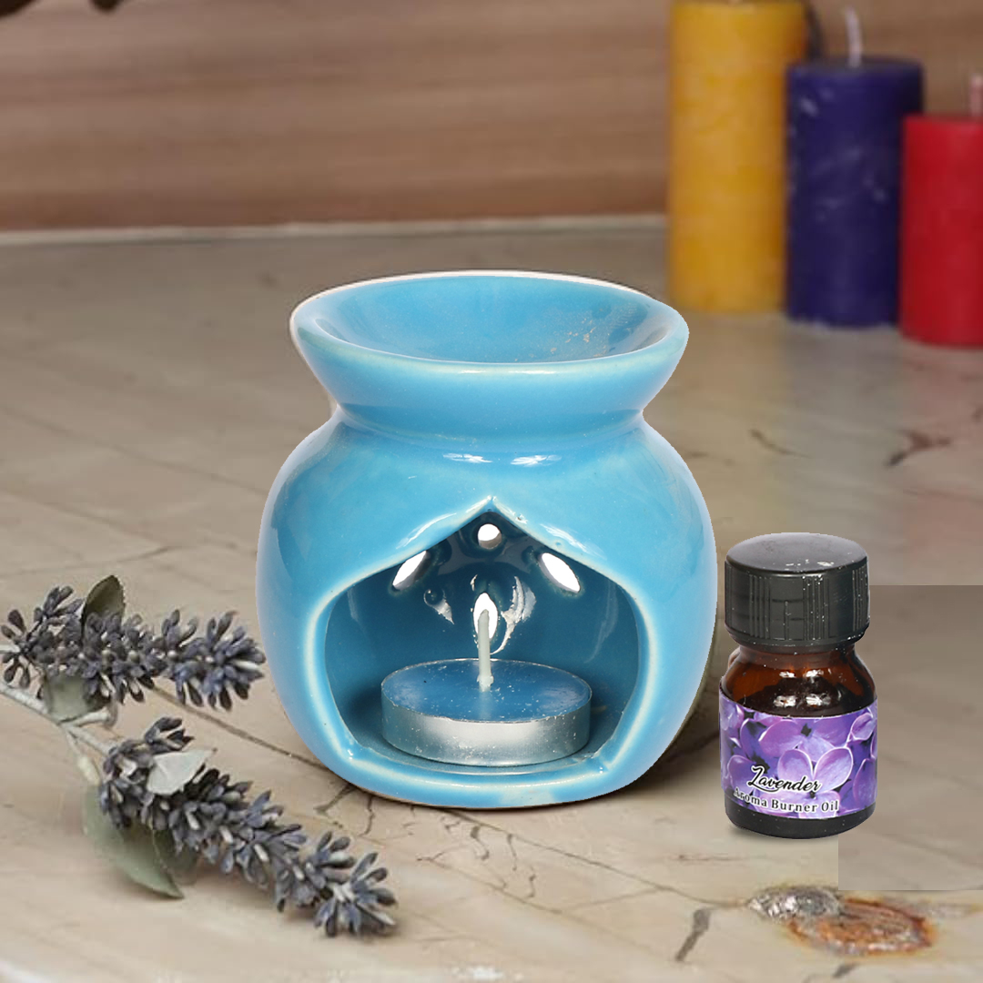 Ceramic Diffuser Burner with 10ml Lavender Essential Oil | 1 Tea Light Candles | Perfect for Gift Set - Image 4