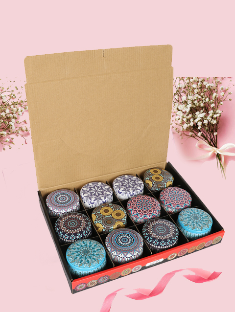 Round Tin Mandala Candle, 150 gm, 22 hrs