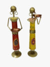 2 Doll Set Red & Yellow Handicraft Wonder Metal Tea Light Candle Holder