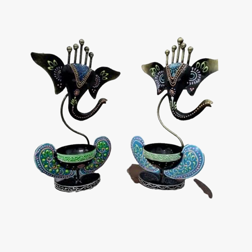 Decorative Ganesha Diya Dhoop Holder Set of 2 - Image 2